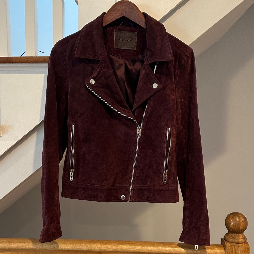 Blank NYC suede Moto Jacket in Deep Burgundy - Women's M